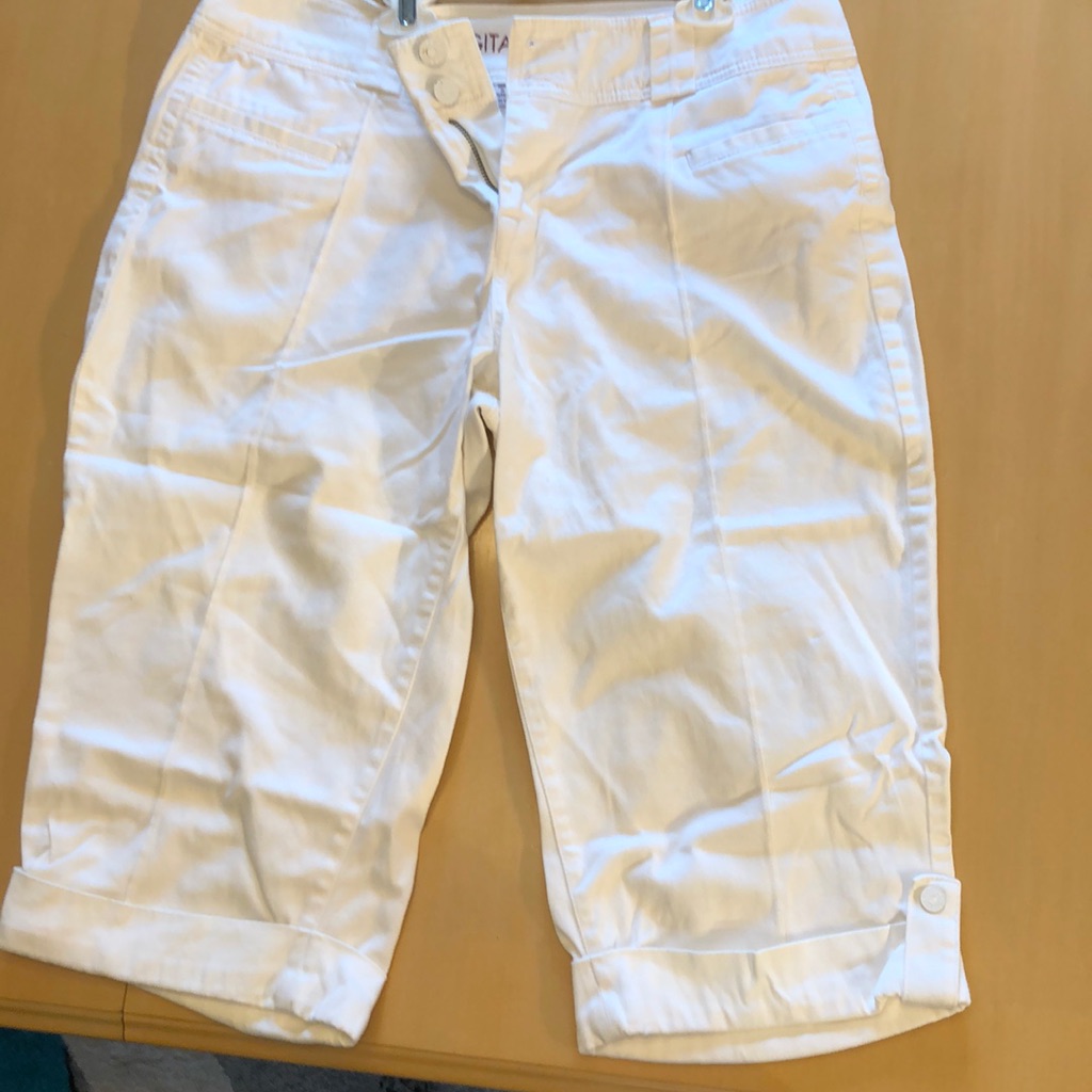 White Cuffed Capris